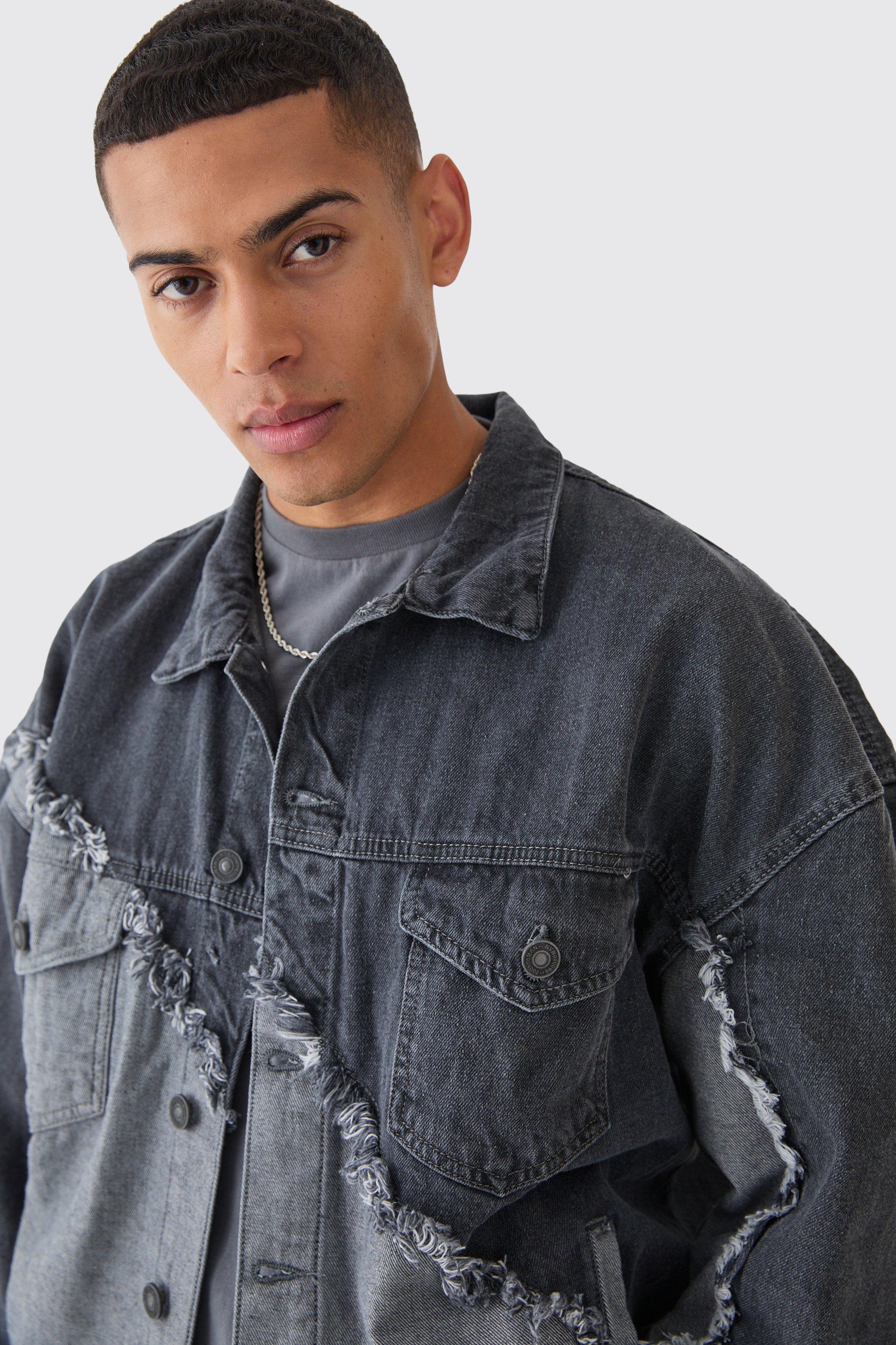 Mens oversized hotsell denim jacket black